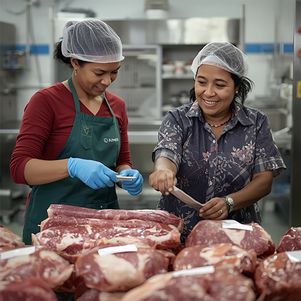 Site supervisor briefing skilled workers.